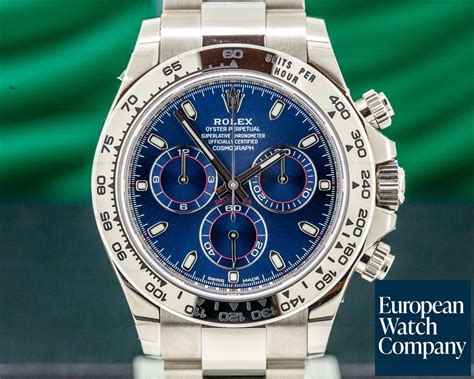 rolex daytona white gold blue face|rolex daytona 116509 white gold.